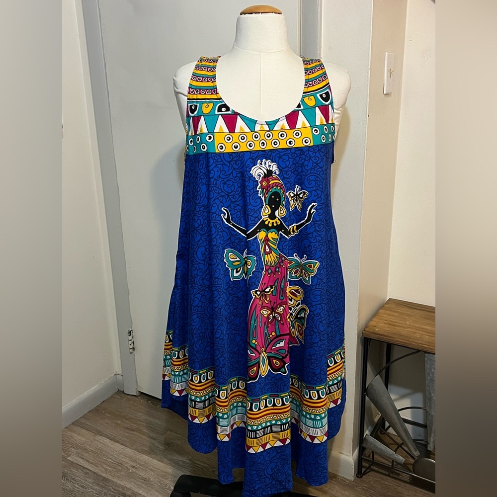 Lapogee Royal Blue Summer Sleeveless Dress - 1X